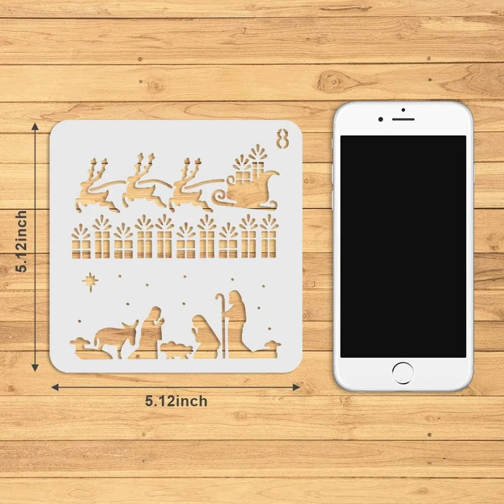 Moruska 16 Pcs Christmas Stencils Drawing Templates for Painting