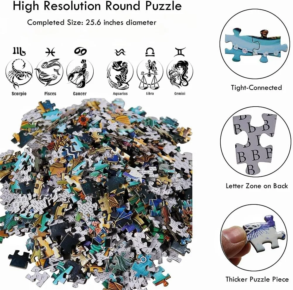 Moruska Puzzles for Adults 1000 Pieces, Round Jigsaw Puzzles