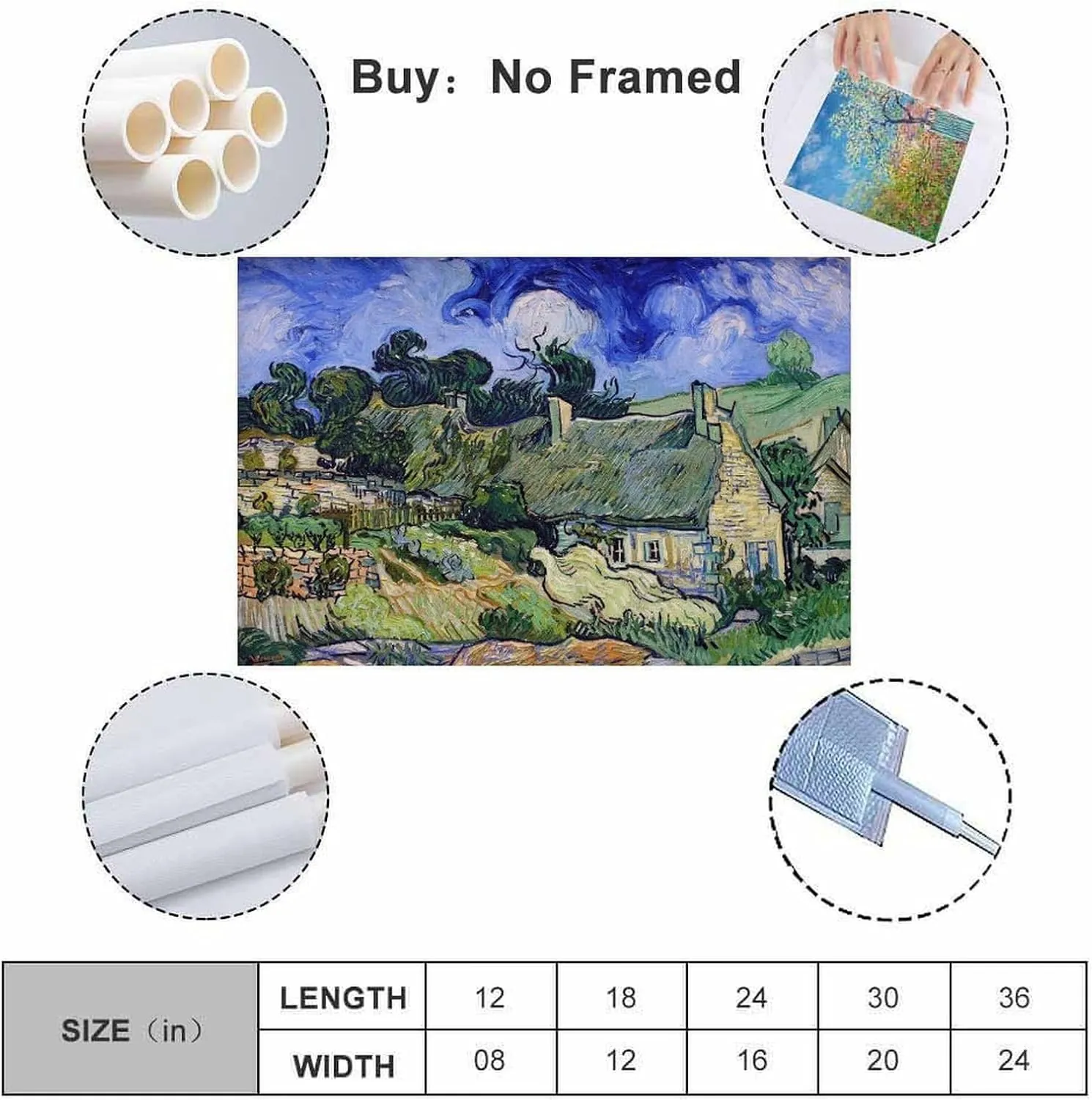 Moruska Vincent Van Goghh Work Title(Moruska Thatched Cottages) beautiful