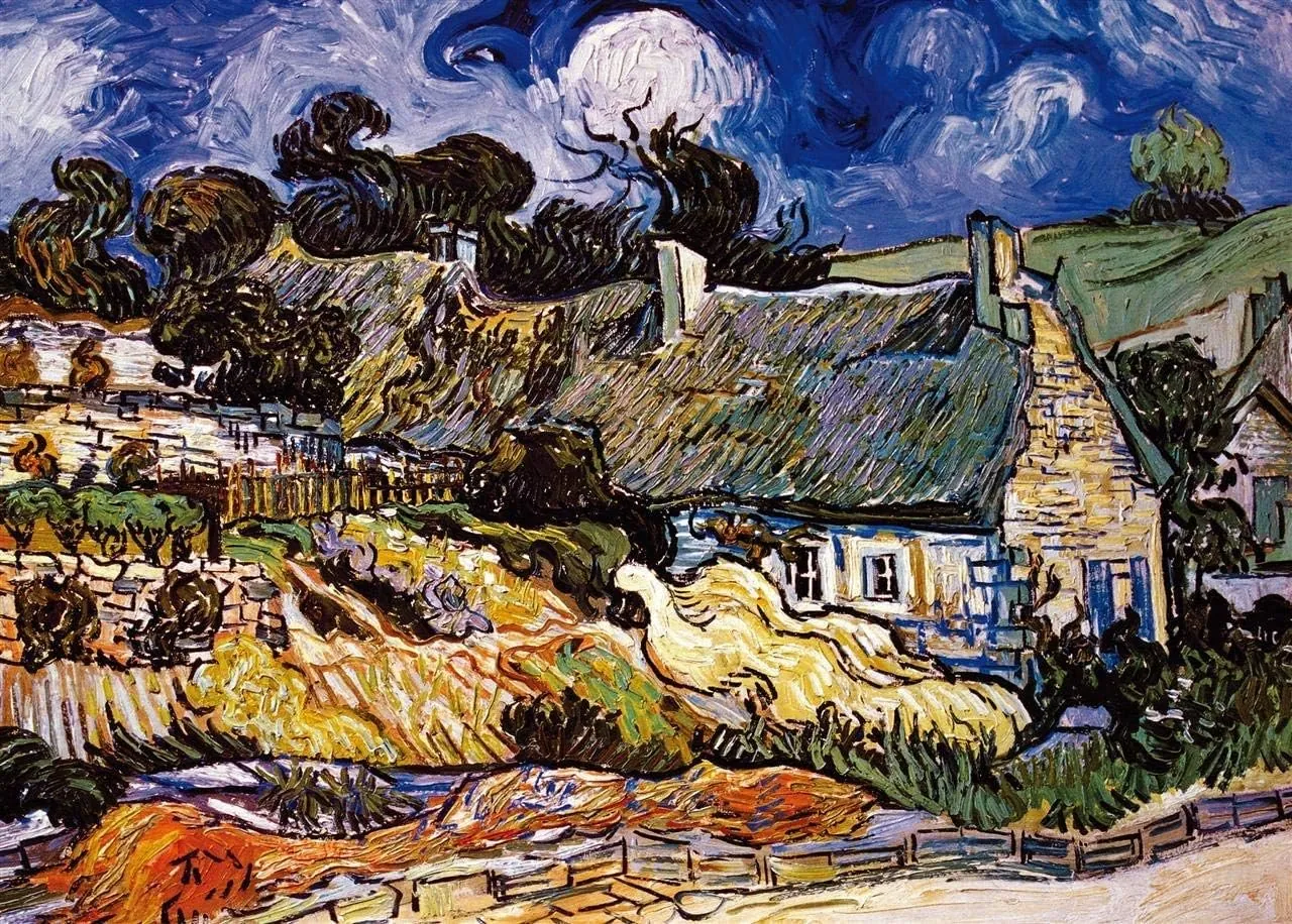 Moruska Thatched Cottages at Cordeville by Vincent Van Gogh